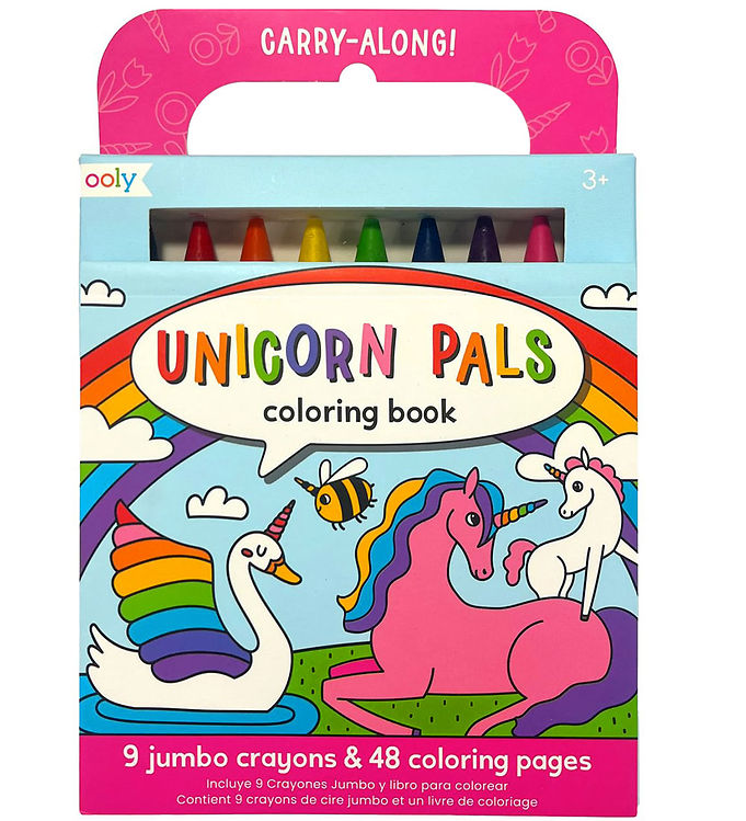 Ooly Farvekridt m. Malebog - Carry Along - Unicorn Pals