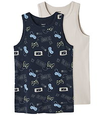 Name It Undertrøjer - Noos - NkmTank - 2-pak - Navy Blazer/w/Pum