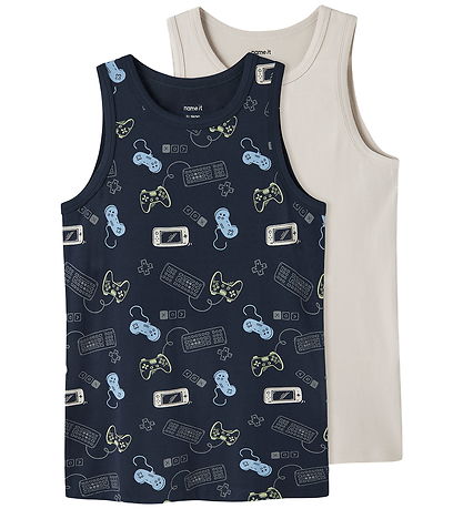 Name It Undertrøjer - Noos - NkmTank - 2-pak - Navy Blazer/w/Pum