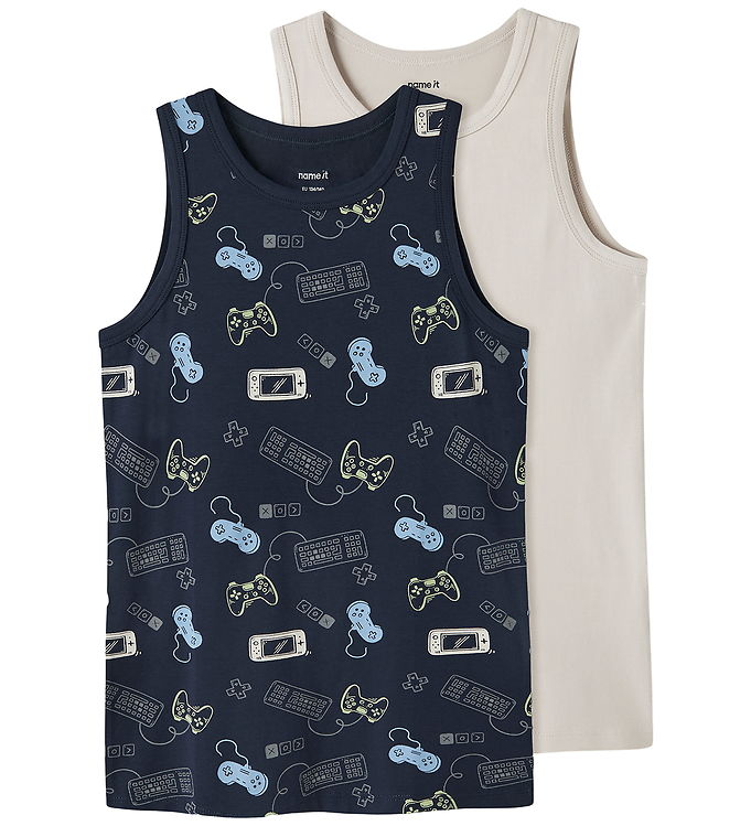 Name It Undertrøjer - Noos - NkmTank - 2-pak - Navy Blazer/Pumpk