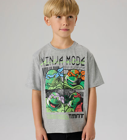 Name It T-shirt - NkmDon - Turtles - Grey Melange