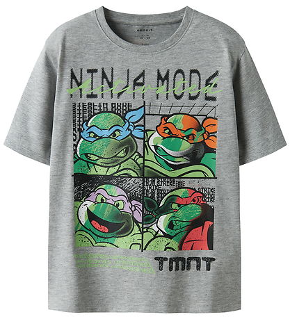 Name It T-shirt - NkmDon - Turtles - Grey Melange