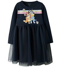 Name It Kjole - Sweat/Tyl - NmfJean - Bluey - Navy Blazer