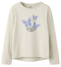 Name It Bluse - NkfVix - Pumice Stone/Dot Butterflies