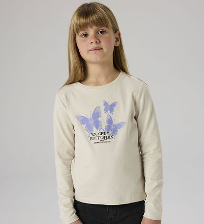 Name It Bluse - NkfVix - Pumice Stone/Dot Butterflies