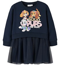Name It Kjole - Sweat/Tyl - NmfJara - Paw Patrol - Navy Blazer