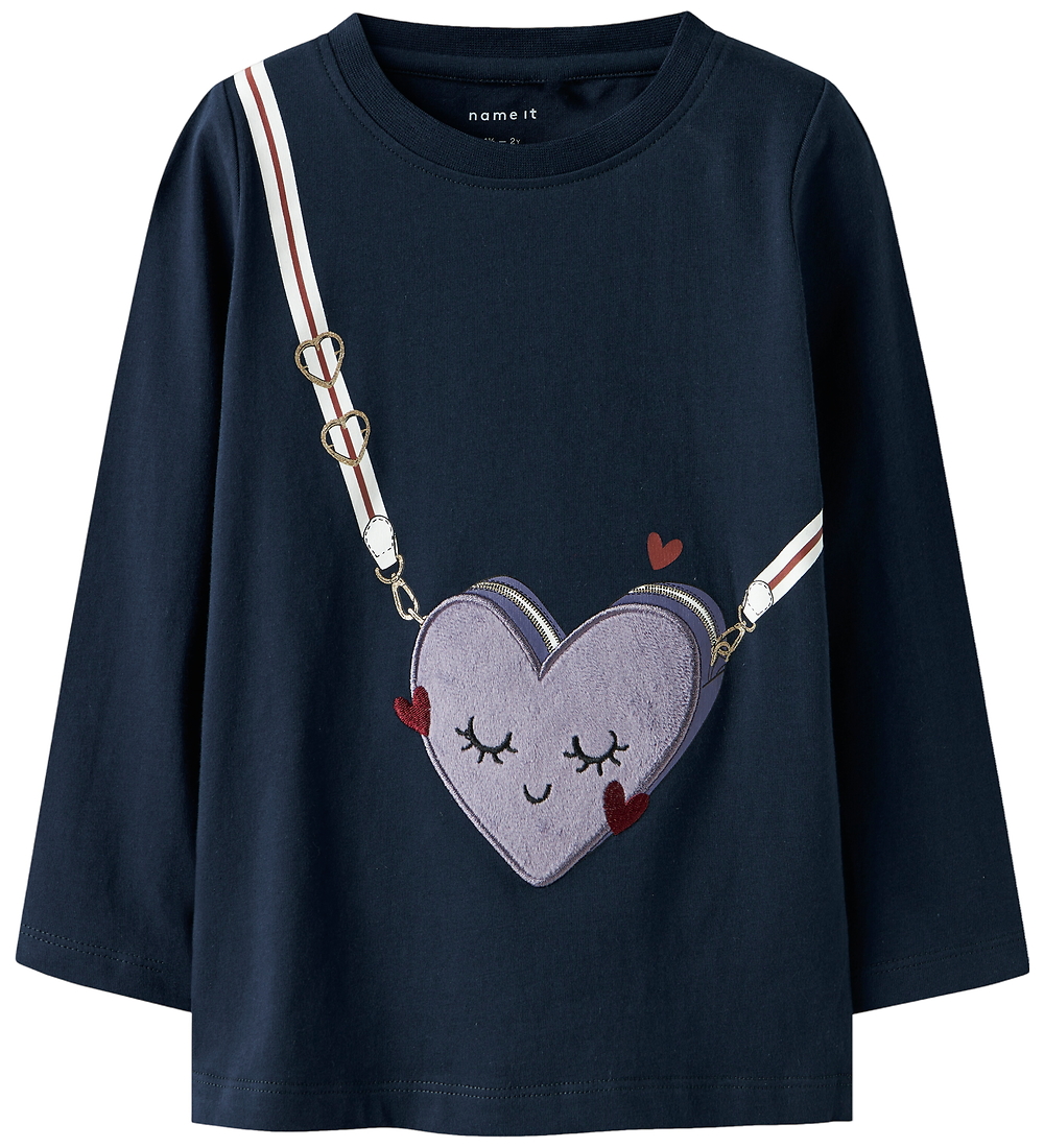 Name It Bluse - NmfTelia - Navy Blazer m. Print - Name It - 3 Jahre (98) - Blusen