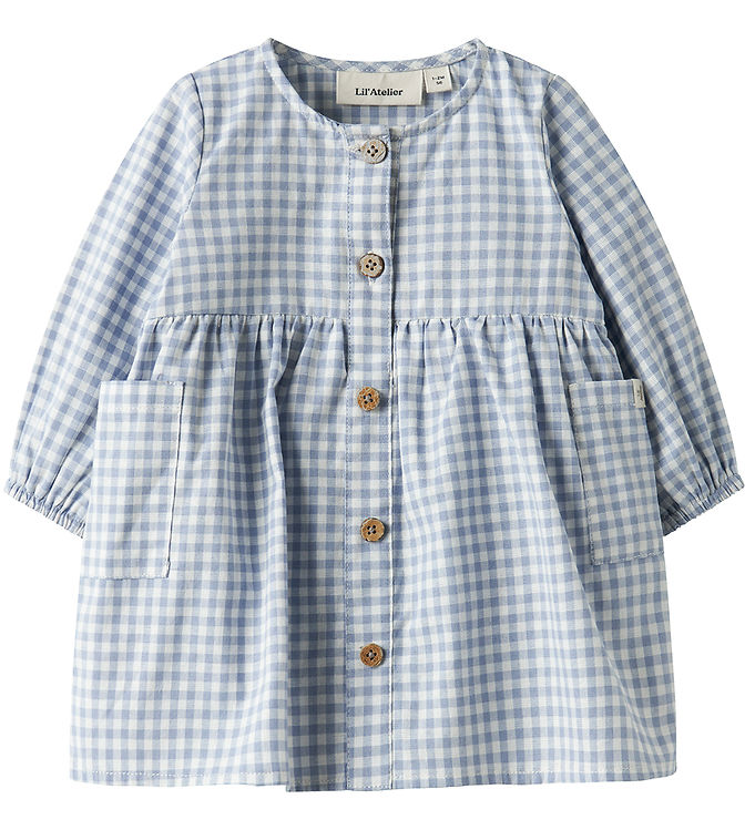 Lil' Atelier Kjolebody - NbfTallula - Zen Blue/hvidternet