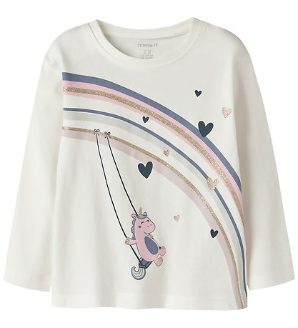 Name It Bluse - NmfValiane - Cloud Dancer/Unicorn Rainbow