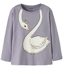 Name It Bluse - NmfValiane - Lavender Gray/Swan Princess