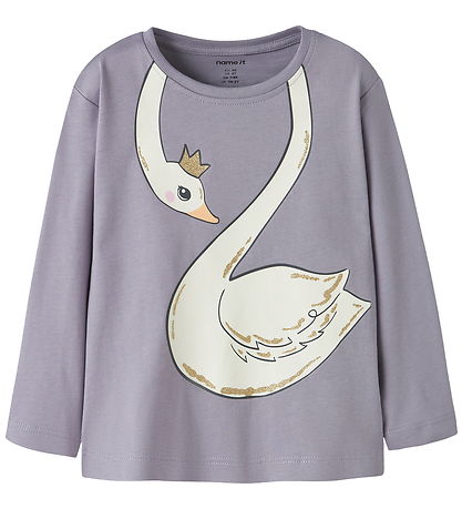 Name It Bluse - NmfValiane - Lavender Gray/Swan Princess