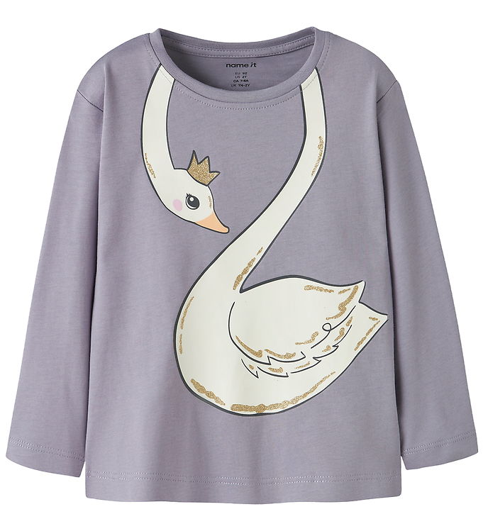 Name It Bluse - NmfValiane - Lavender Gray/Swan Princess