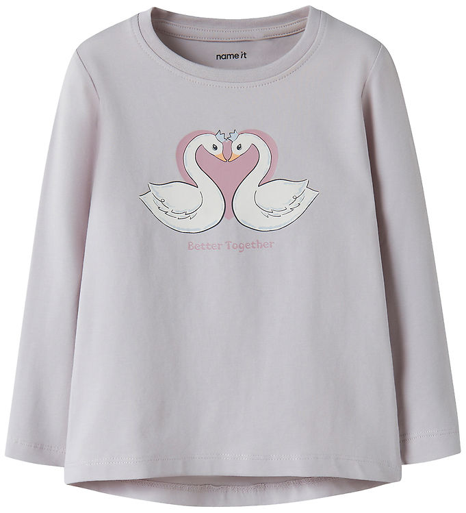 Name It Bluse - NmfVix - Lilac Marble/Swan Heart