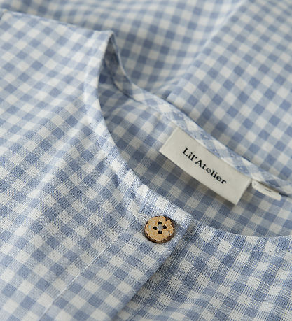 Lil' Atelier Kjole - Loose - NmfTallula - Zen Blue/Hvidternet