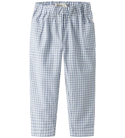 Lil' Atelier Bukser - Loose - NmfTallula - Zen Blue/Hvidternet
