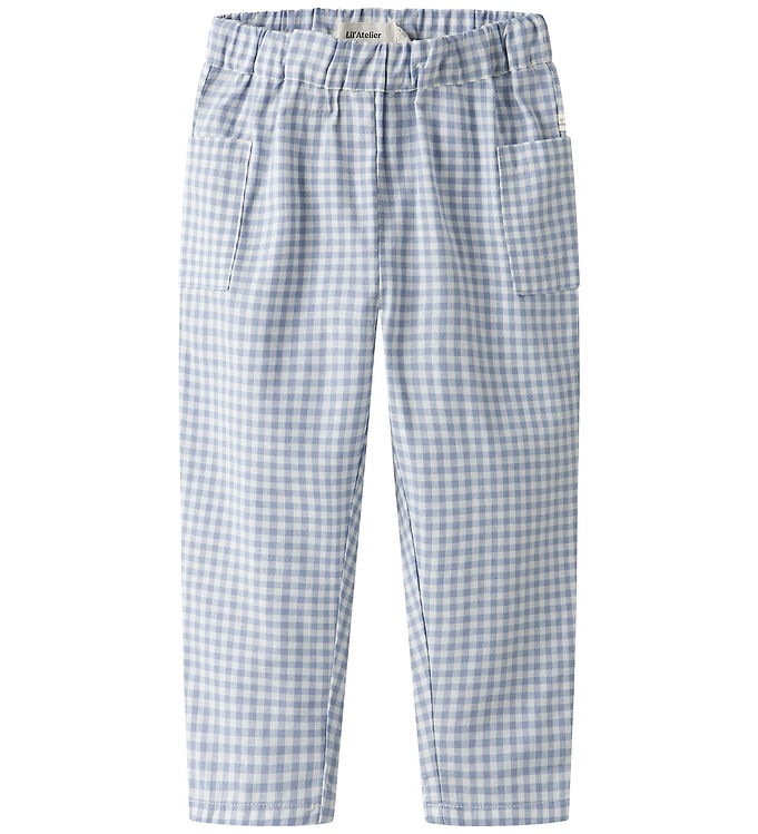 Lil' Atelier Bukser - Loose - NmfTallula - Zen Blue/Hvidternet