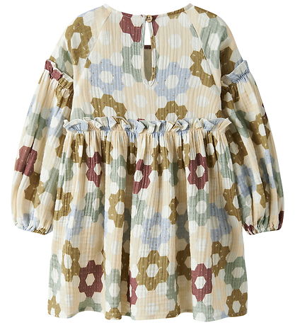 Lil' Atelier Kjole - Loose - NmfTalia - Coconut Milk m. Blomster