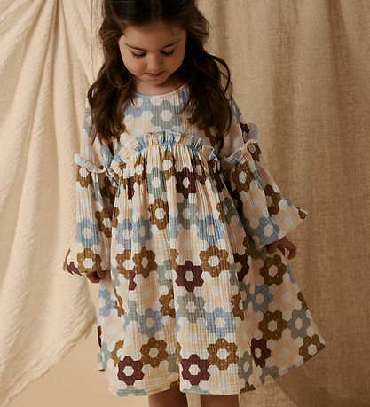 Lil' Atelier Kjole - Loose - NmfTalia - Coconut Milk m. Blomster