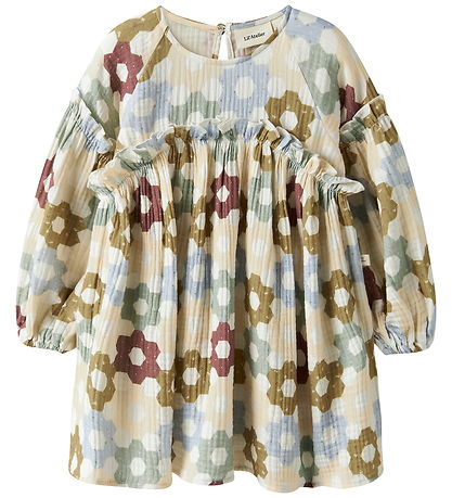 Lil' Atelier Kjole - Loose - NmfTalia - Coconut Milk m. Blomster
