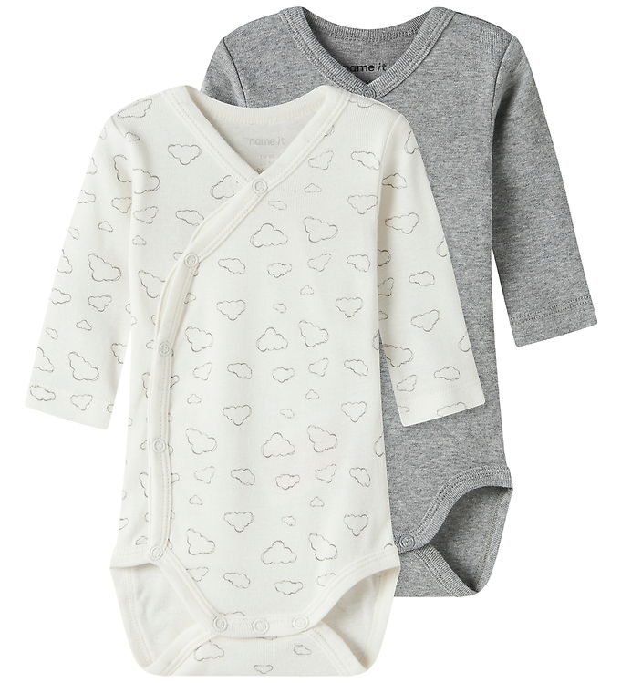 Name It Slå-om Body l/æ - Noos - 2-pak - Jet Stream/Grey Me