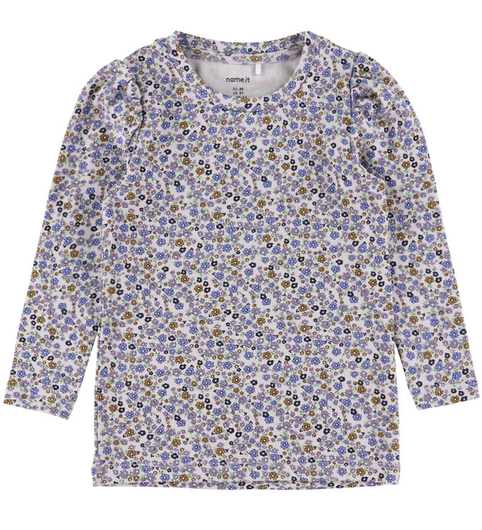 Name It NmfTuline - Bluse - Lilac Marble m. Blomster - lilla