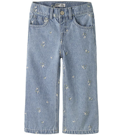 Name It Bukser - NmfRose - Light Blue Denim/FLOWER EMB