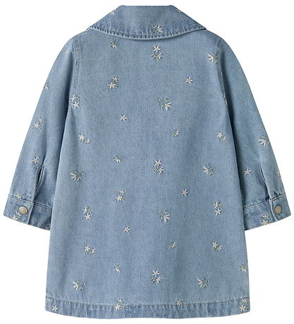 Name It Kjole - NmfPiper - Light Blue Denim/FLOWER EMB
