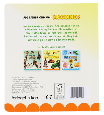 Forlaget Tukan Billedbog - Jeg Lærer Ord Om Maskiner - DA