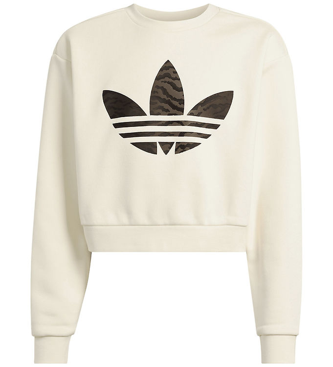 adidas Originals Sweatshirt - Cropped - Cream White m. Logo