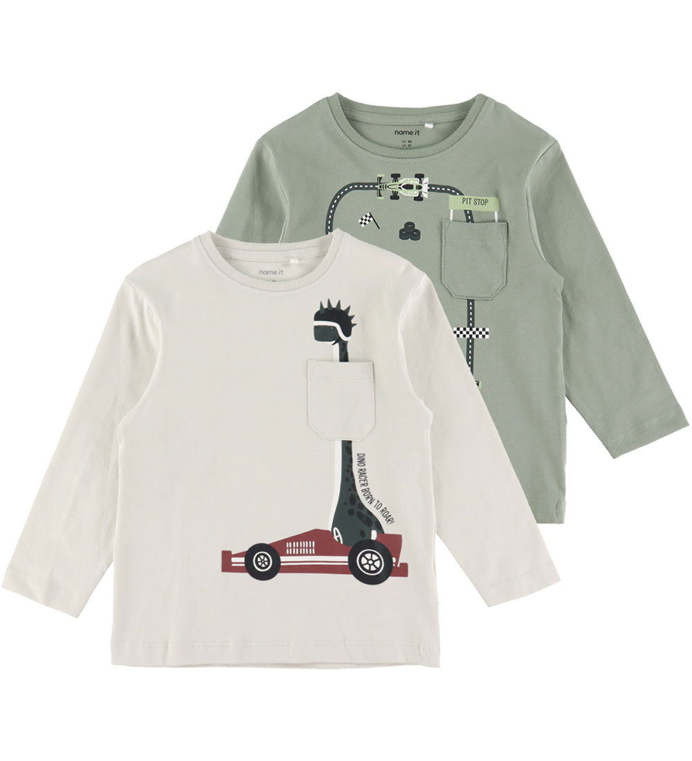 Name It Blusen - 2er-Pack - NmmVilian - Bimsstein Stone/Shadow - Name It - 6 Jahre (116) - Blusen