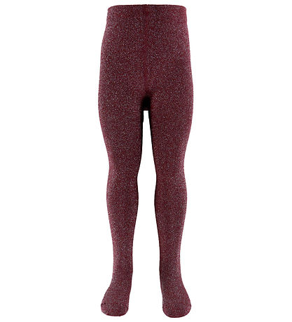 Name It Strømpebukser - NmfRosie - Burgundy/Lurex Silver