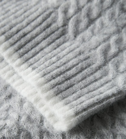 LMTD Bluse - Strik - NlfKaves - Light Grey Melange/White Contras