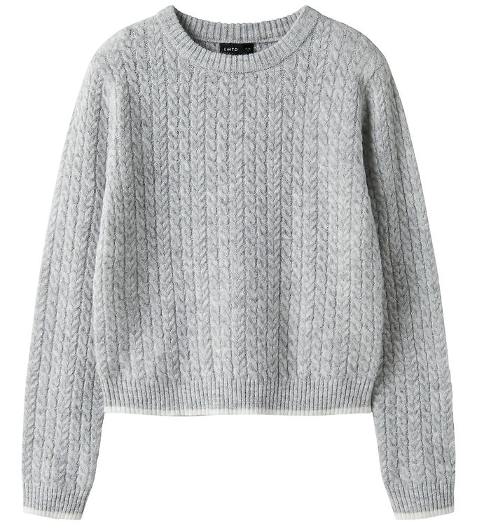 LMTD Bluse - Strik - NlfKaves - Light Grey Melange/White Contras