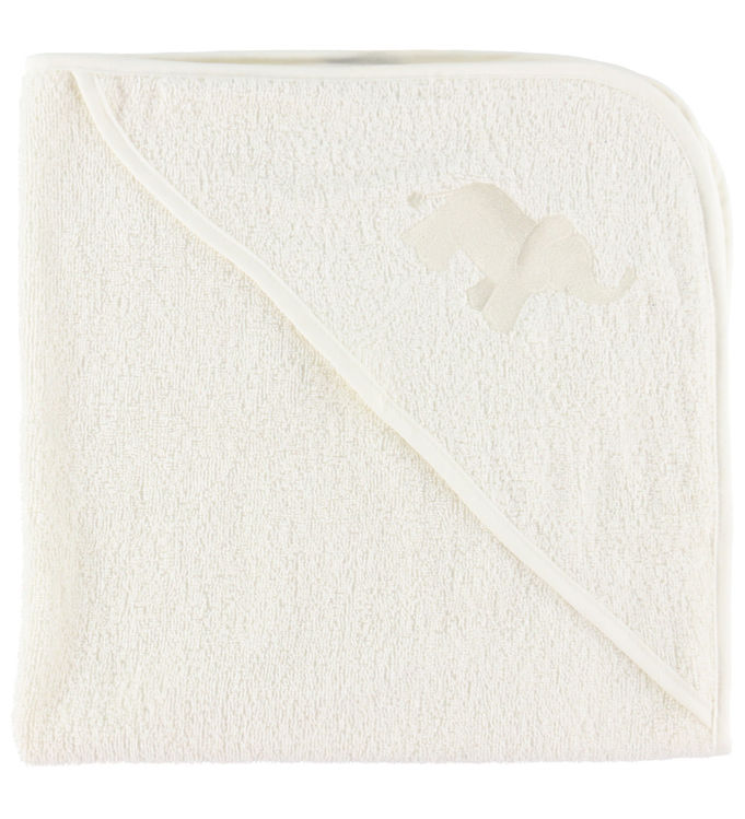 Nørgaard Madsens Babyhåndklæde – 75×75 cm – Off White m. Elefant