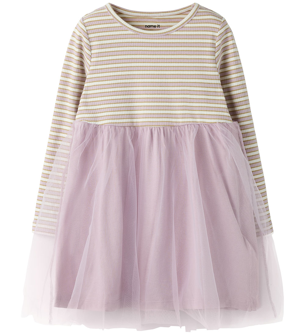 Name It Kleid - Rib/Tyl - NmfTaias - Dawn Pink/Cloud Tänzer - Name It - 3 Jahre (98) - Kleider