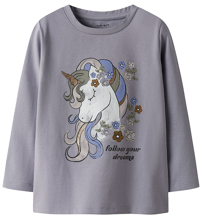 Name It Bluse - NmfTulinea - Lavender Gray m. Print