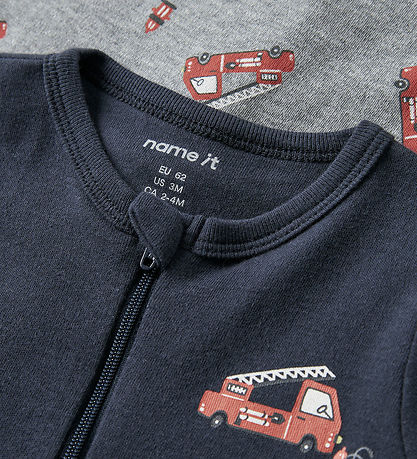 Name It Natdragt - Noos - 2-pak - NbmNightsuit - GreyMelange/Dar