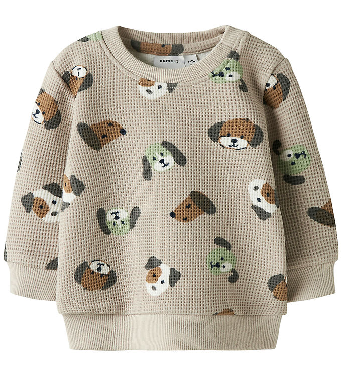 Name It Sweatshirt - Vaflet - NbmTimm - Pumice Stone m. Print