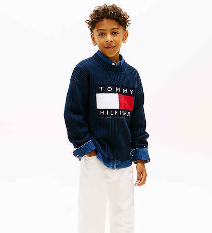 Tommy Hilfiger Bluse - Strik - Falg Heritage - Dark Night NavyBl