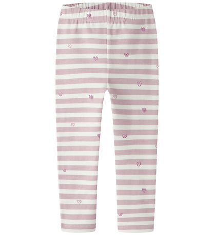Name It Leggings - Sweat - NmfDavina - Cloud Dancer/Heart Stripe