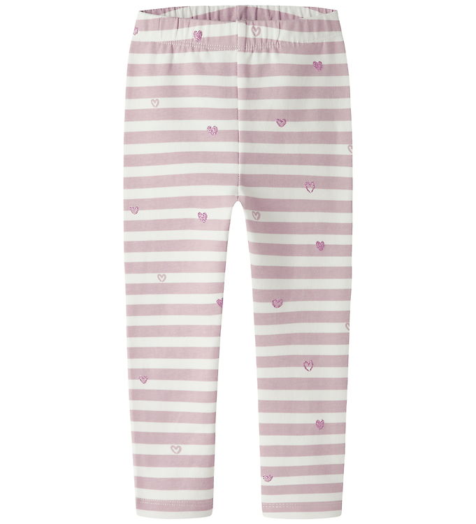 Name It Leggings - Sweat - NmfDavina - Cloud Dancer/Heart Stripe