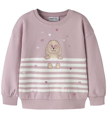 Name It Sweatshirt - NmfValona - Dawn Pink/Dog Heart Stripe