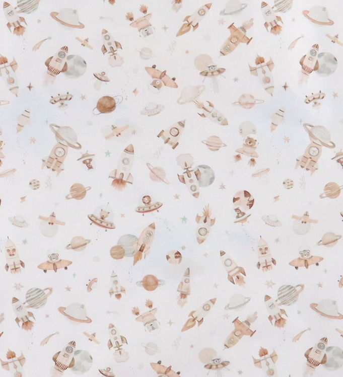 Nørgaard Madsens Sengetøj - Poplin - Baby - Hvid m. Rumraketter