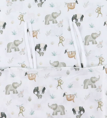 Nørgaard Madsens Sengetøj - Baby - Hvid m. Elefanter/Aber