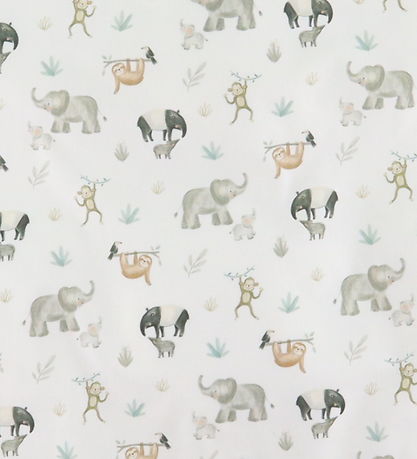 Nørgaard Madsens Sengetøj - Baby - Hvid m. Elefanter/Aber