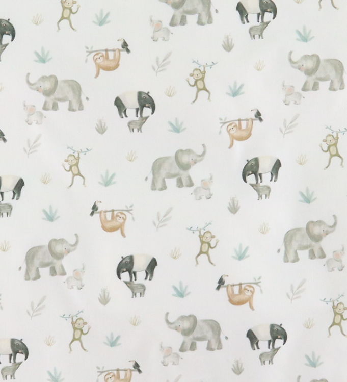 Nørgaard Madsens Sengetøj - Poplin - Baby - Hvid m. Elefanter/Ab