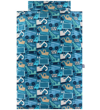 Nørgaard Madsens Sengetøj - Baby - Petrol m. Arbejdsbiler