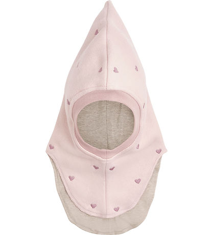 Huttelihut Elefanthue - 2-lags - Fleece - Peach Blush m. Hjerter