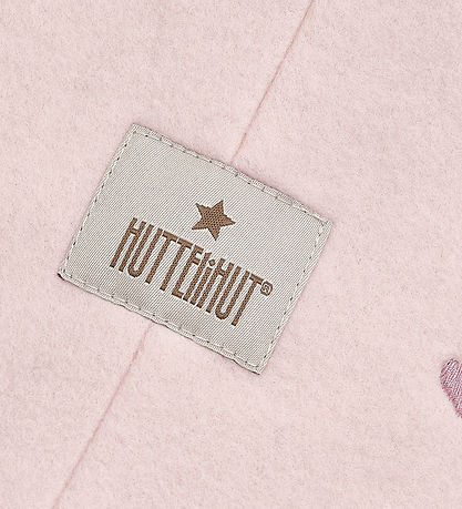 Huttelihut Elefanthue - 2-lags - Fleece - Peach Blush m. Hjerter