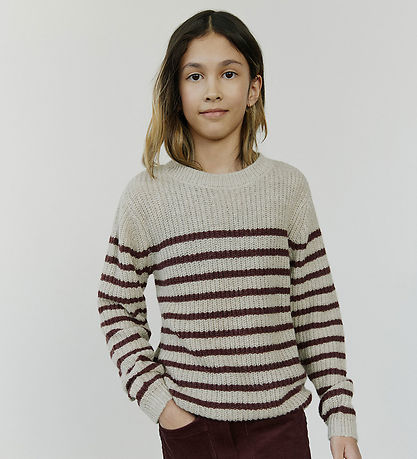 sofie Schnoor Bluse - Strik - Pollysy - Plum Stripe